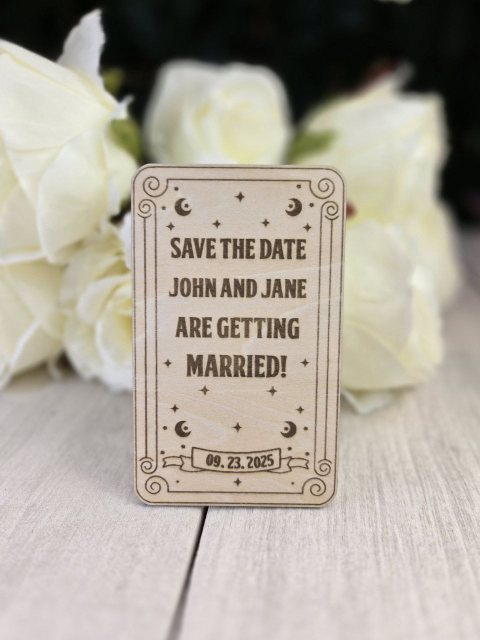 Tarot Card Save The Date Magnets Halloween Wedding Save the Date Spooky Wedding Invitations Custom Wood Magnet