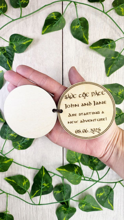 Green Door Fantasy Wedding Save The Date Magnets, Save the Date Elegant Wedding Invitations Custom Wooden Magnet