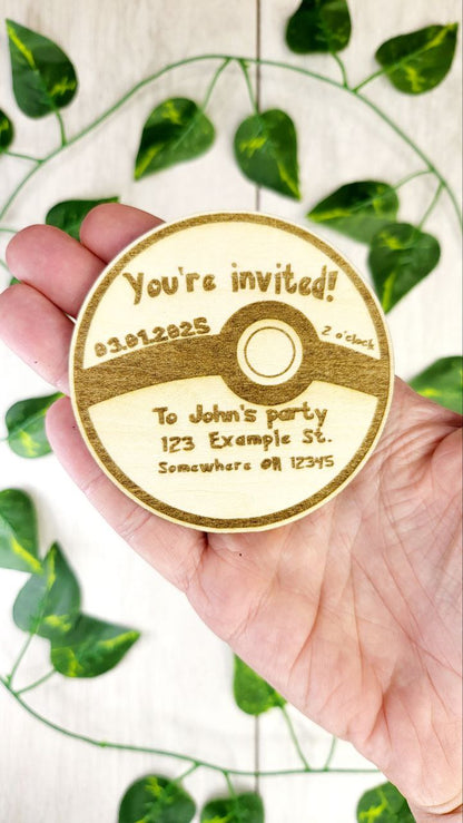 Pokéball Save the Date Magnet - Pokémon Wood Wedding