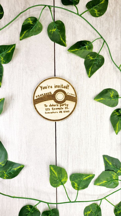 Pokéball Save the Date Magnet - Pokémon Wood Wedding