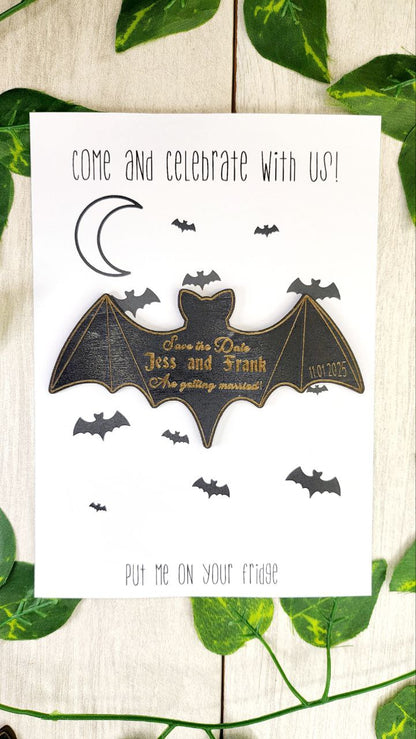 Gothic Wedding Invitation Set with Bat Save the Date Magnet • Halloween Wedding Bundle • Alternative Spooky Wedding Stationery