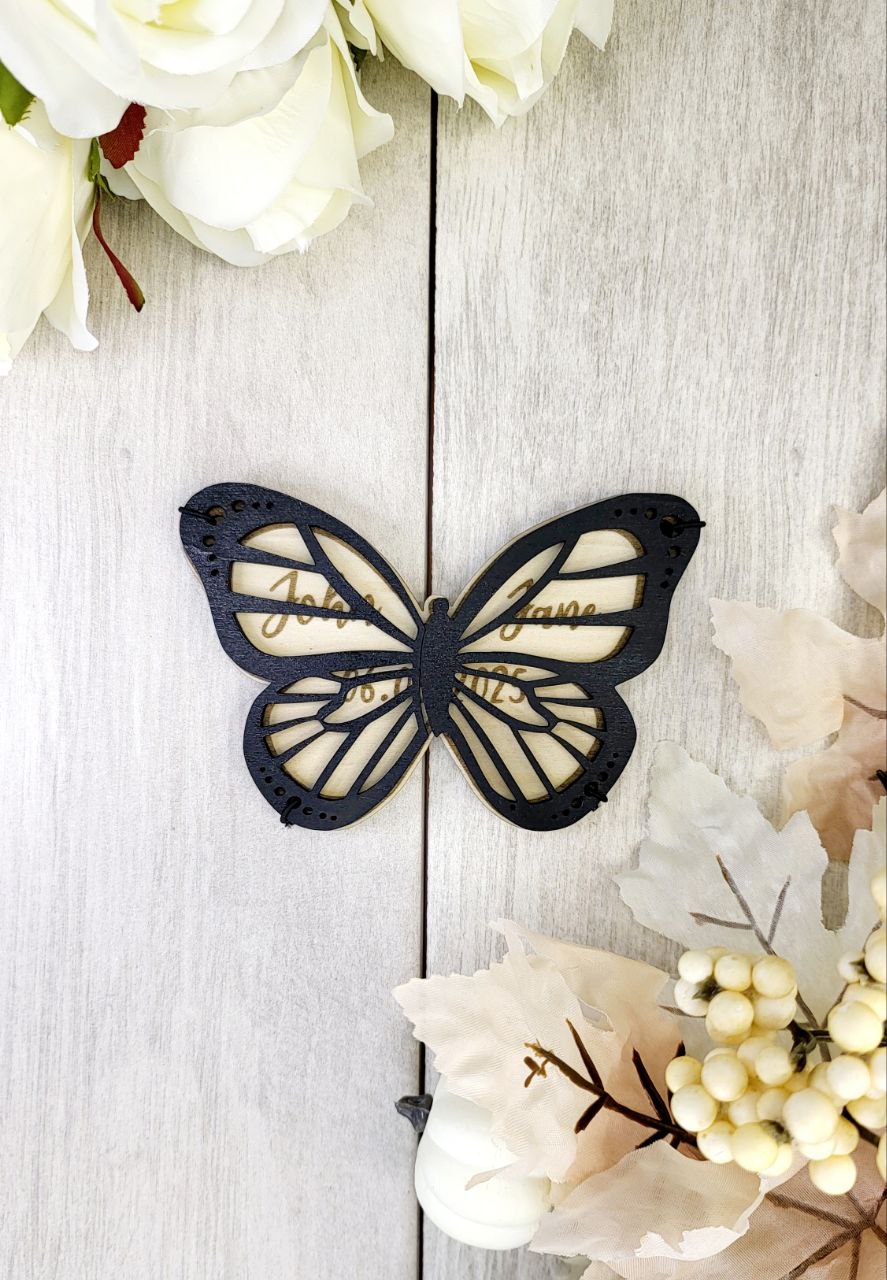 Elegant Wedding Save The Date Magnets, Butterfly Save the Date Elegant Wedding Invitations Custom Wooden Magnet