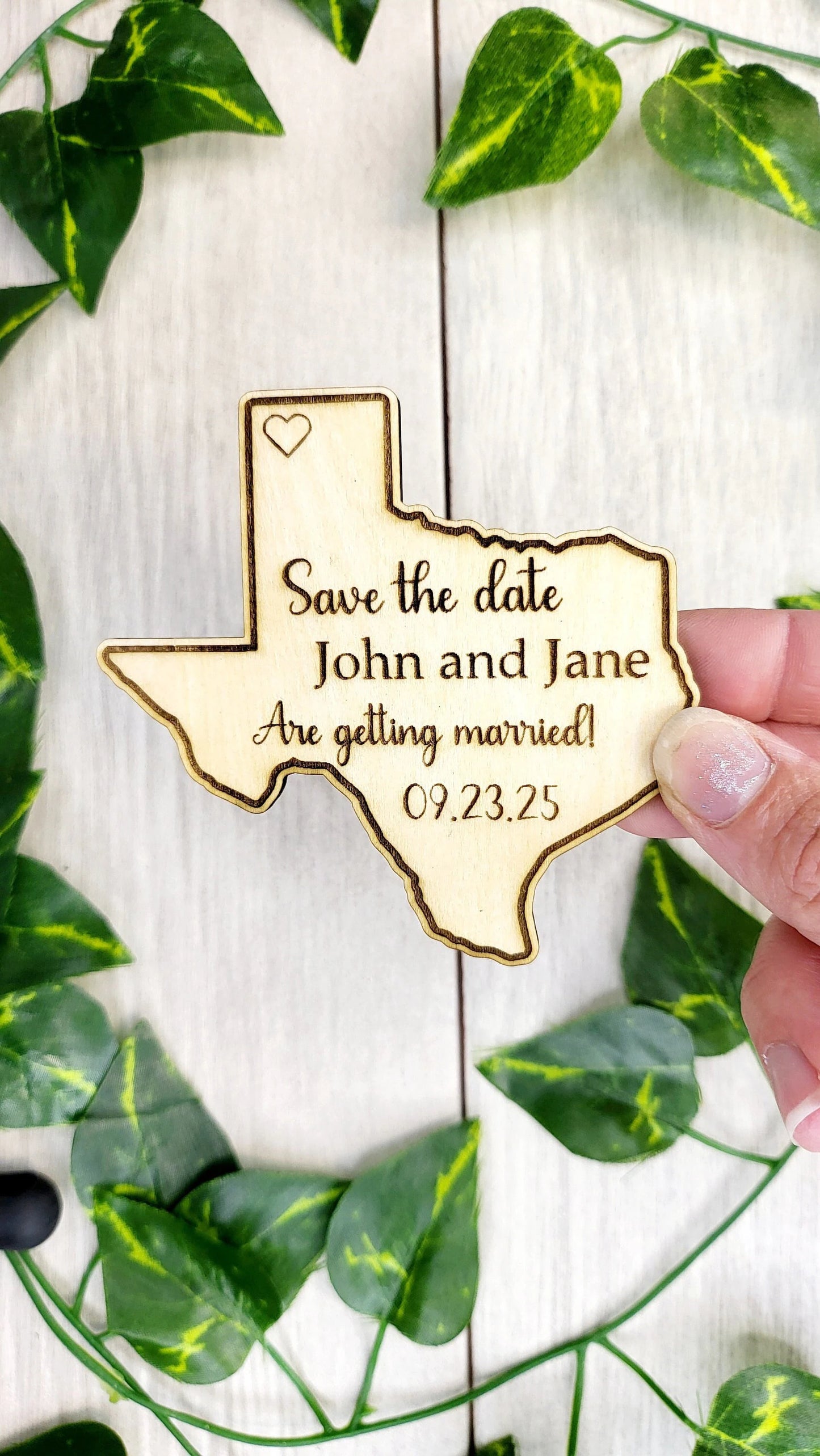 Rustic Wedding Save The Date Magnets Texas State Save the Date Destination Wedding Invitations Personalized Wood Magnet and Card