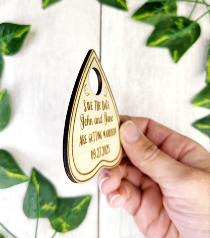 Bundled Ouija Board Invitation Magnet with RSVP Unique Gothic Invites | Personalized Wedding Announcement | Laser Cut Wooden Magnet 4x6in
