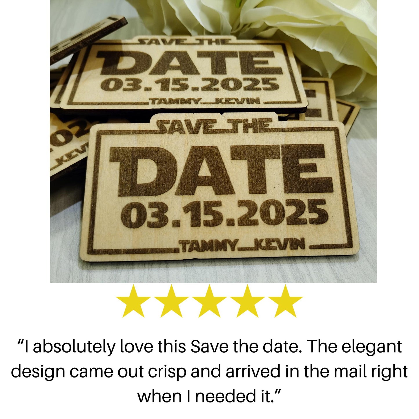 Nerdy Star inspired Save the Date Magnets | Personalized Wedding Announcement | Laser Engraved wooden magnet | Sci Fi Geek Invite