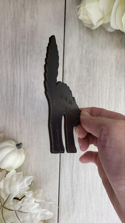 Spooky Black Cat Save The Date Magnets | Halloween Wedding Save the Date | Gothic Wedding Invitations Personalized Painted Wooden Magnet