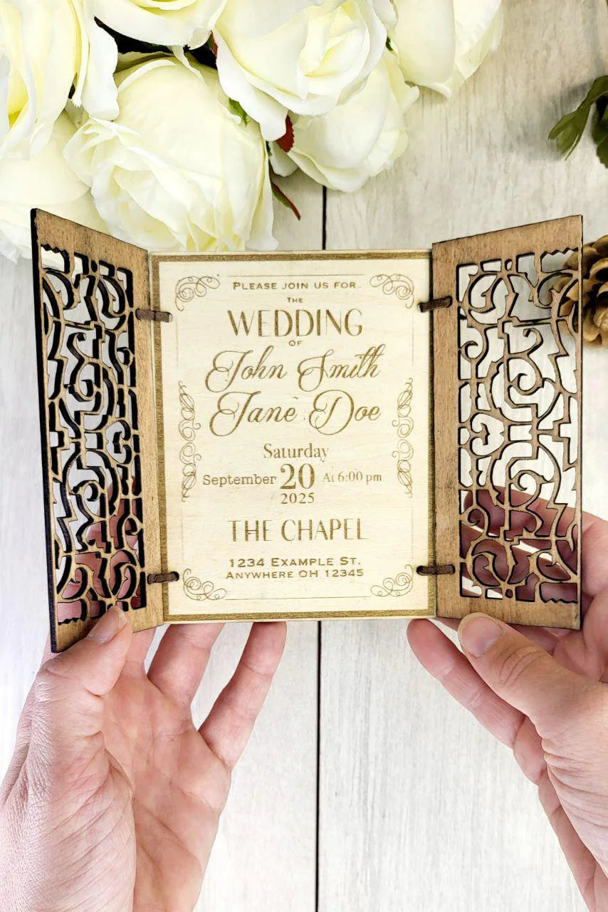 Elegant Wedding Invitations, Personalized Wooden Invitation, Rustic Weddings, Custom Wood Invite, Unique Wedding Invitations