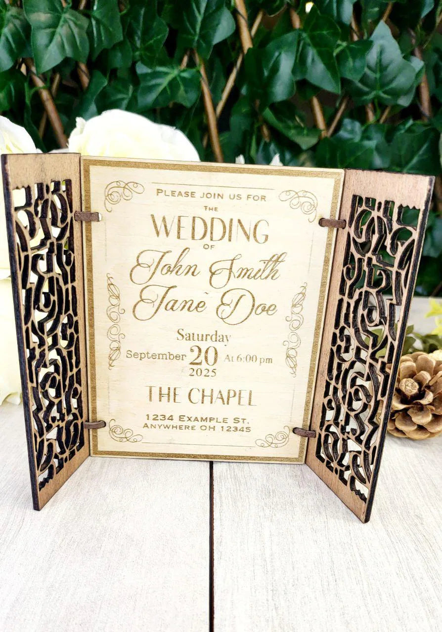 Elegant Wedding Invitations, Personalized Wooden Invitation, Rustic Weddings, Custom Wood Invite, Unique Wedding Invitations