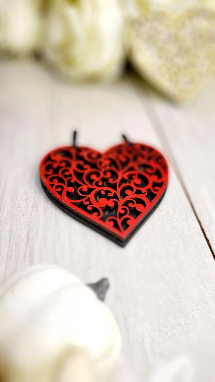 Elegant Wedding Save The Date Magnets, Red Heart Save the Date Elegant Wedding Invitations Custom Wooden Magnet