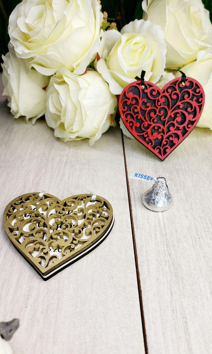 Gold Heart Save the Date Magnet • Elegant Wedding Announcement • Custom Wooden Flip Magnet with Personalized Text