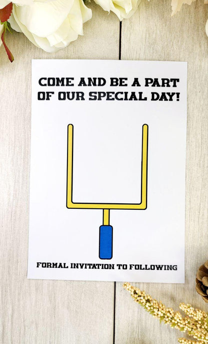 Football Save The Date Magnets Fall Wedding Save the Date Sport Wedding Invitations Custom Wood Magnet