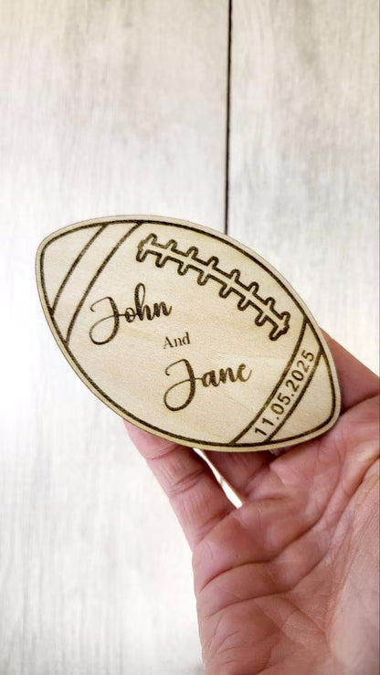 Football Save The Date Magnets Fall Wedding Save the Date Sport Wedding Invitations Custom Wood Magnet
