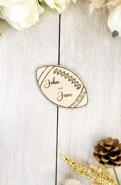 Football Save The Date Magnets Fall Wedding Save the Date Sport Wedding Invitations Custom Wood Magnet