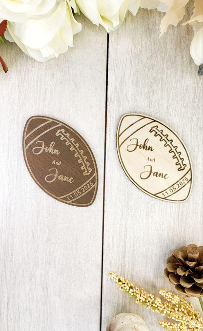 Football Save The Date Magnets Fall Wedding Save the Date Sport Wedding Invitations Custom Wood Magnet