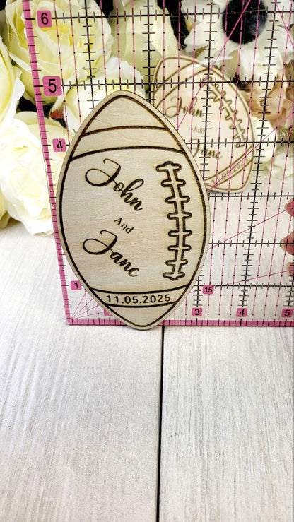 Football Save The Date Magnets Fall Wedding Save the Date Sport Wedding Invitations Custom Wood Magnet