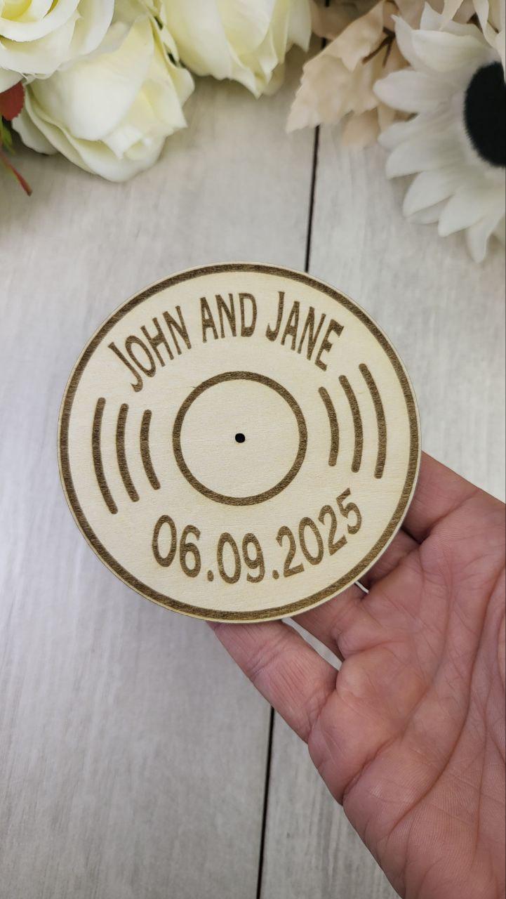 Record Coaster wedding favors for guests, Retro wedding favor, personalized Rustic wedding favor coasters