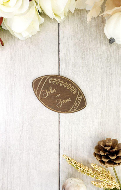 Football Save The Date Magnets Fall Wedding Save the Date Sport Wedding Invitations Custom Wood Magnet
