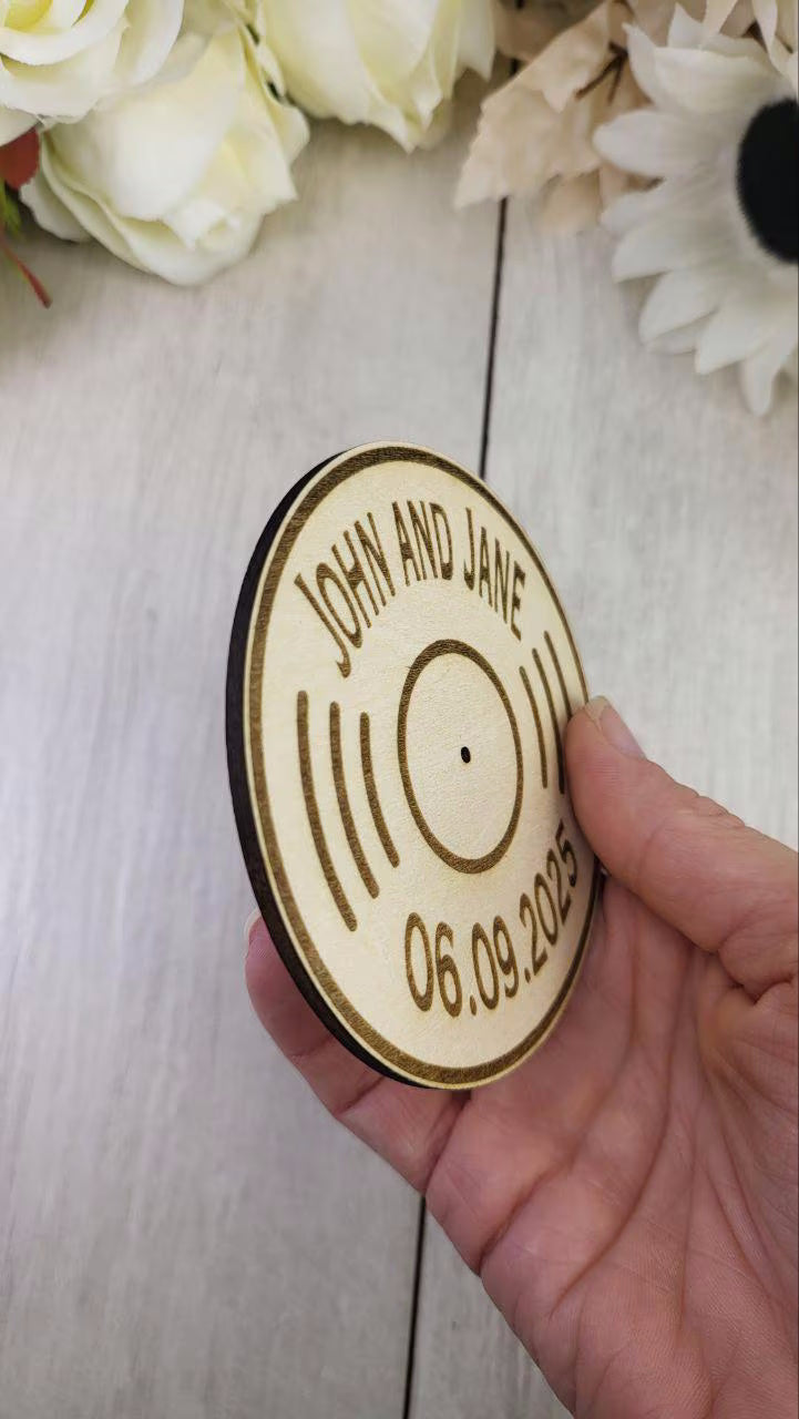 Record Coaster wedding favors for guests, Retro wedding favor, personalized Rustic wedding favor coasters