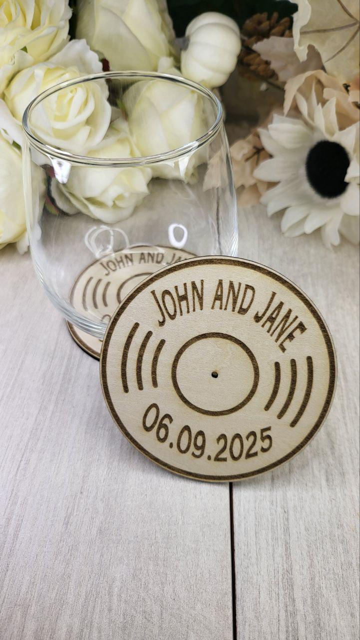 Record Coaster wedding favors for guests, Retro wedding favor, personalized Rustic wedding favor coasters