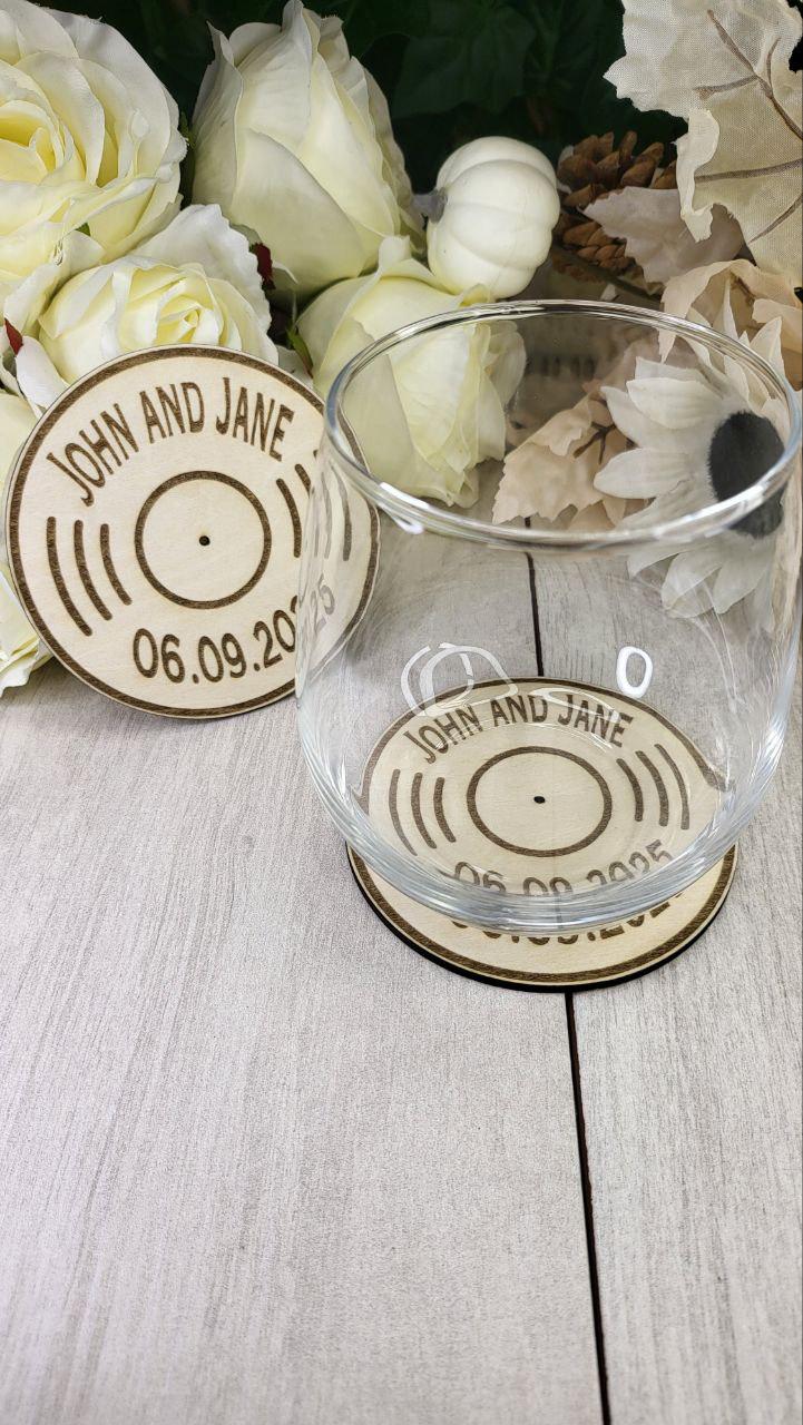 Record Coaster wedding favors for guests, Retro wedding favor, personalized Rustic wedding favor coasters