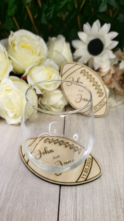 Football Coaster wedding favors for guests, Sports wedding favor, personalized custom wedding favor coasters