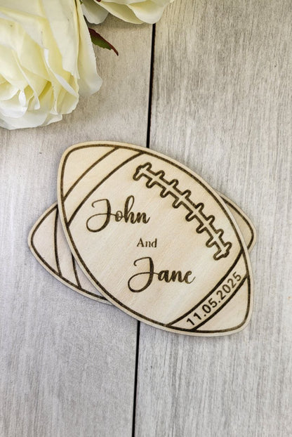 Football Coaster wedding favors for guests, Sports wedding favor, personalized custom wedding favor coasters