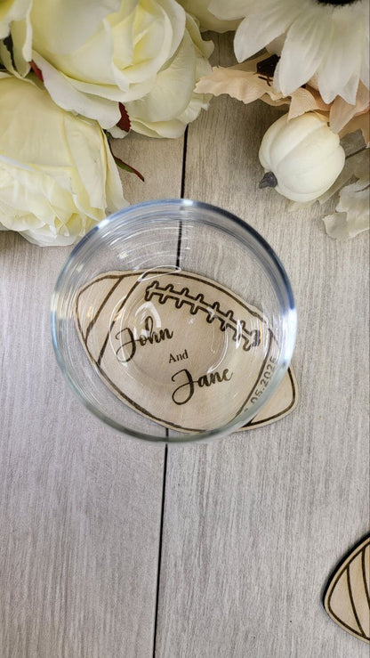 Football Coaster wedding favors for guests, Sports wedding favor, personalized custom wedding favor coasters