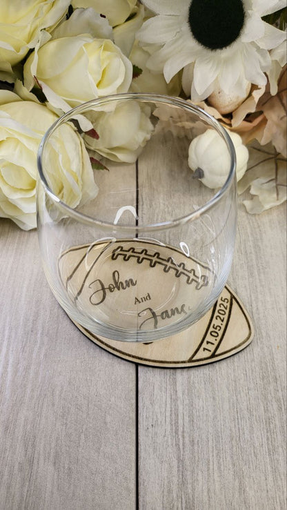 Football Coaster wedding favors for guests, Sports wedding favor, personalized custom wedding favor coasters