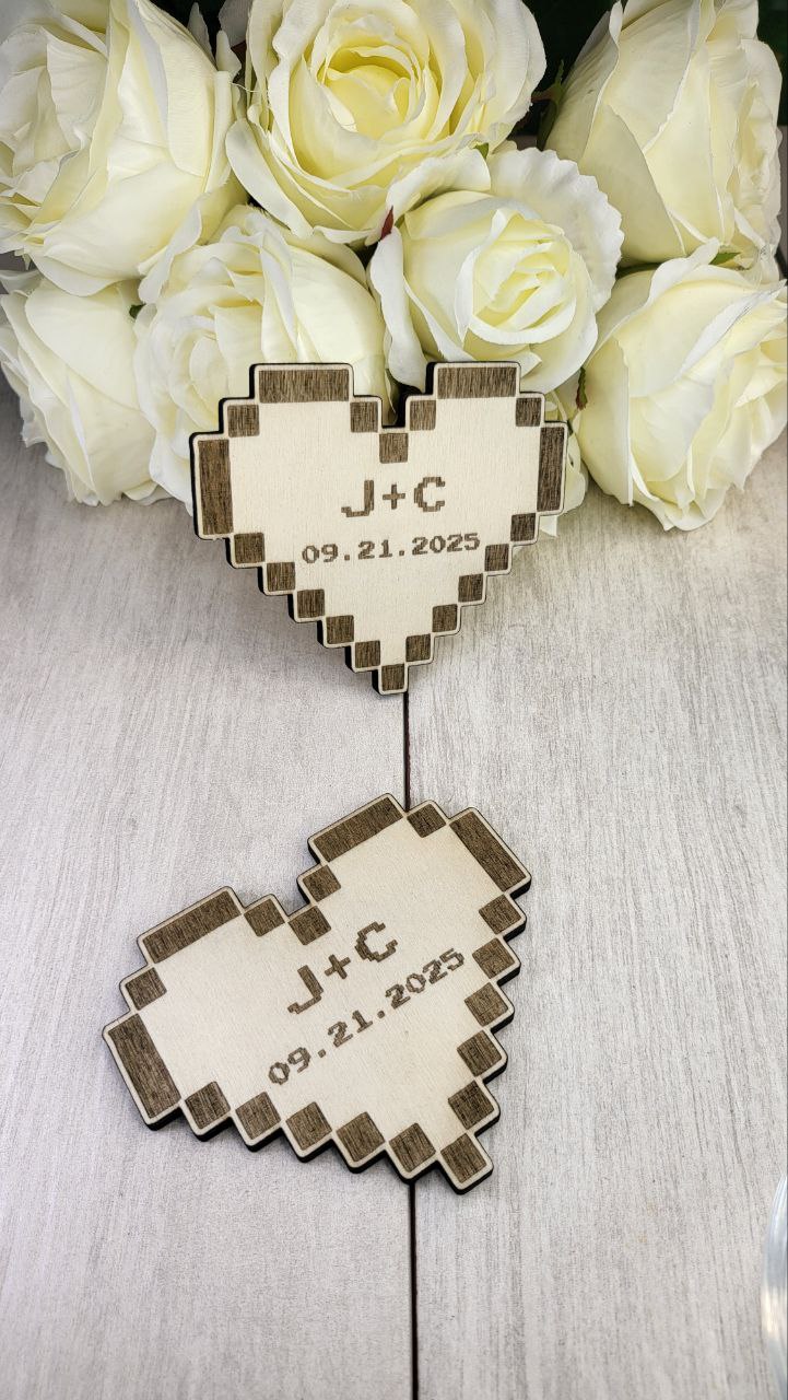 Pixel heart Coaster wedding favors for guests, Video gaming wedding favor, personalized Nerdy wedding Favor Coasters