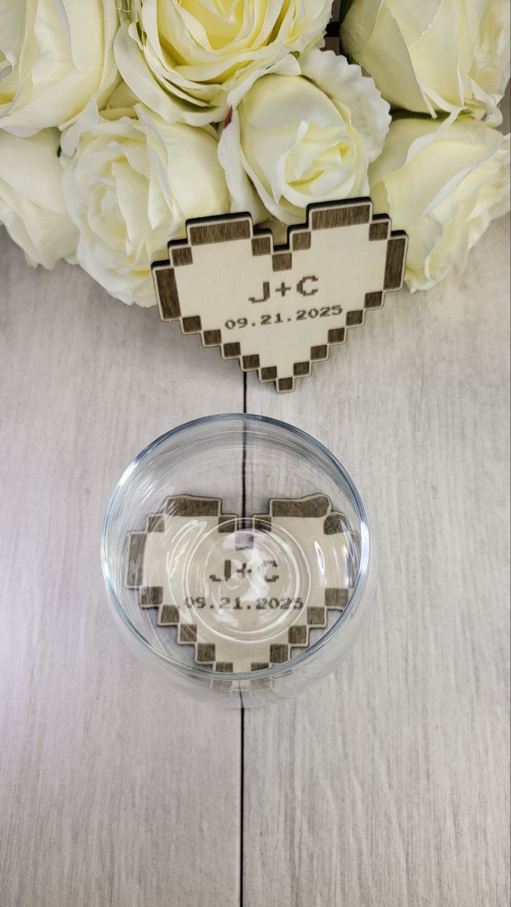 Pixel heart Coaster wedding favors for guests, Video gaming wedding favor, personalized Nerdy wedding Favor Coasters