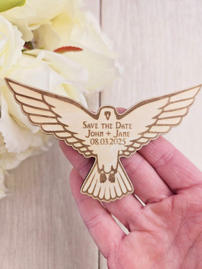 Falcon Save The Date Magnets Wedding Bird Save the Date Pet Wedding Invitations Custom Wood Magnet