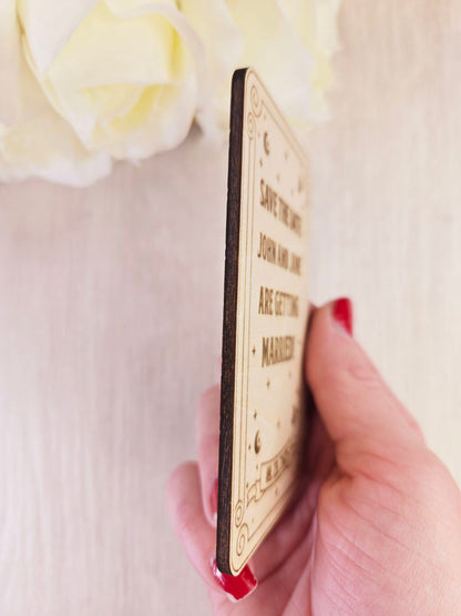 Tarot Card Save The Date Magnets Halloween Wedding Save the Date Spooky Wedding Invitations Custom Wood Magnet