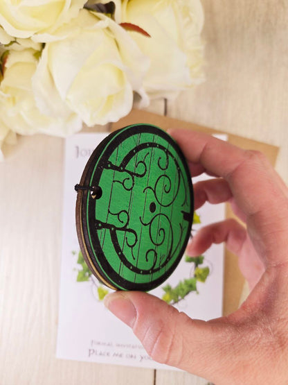 Green Door Fantasy Wedding Save The Date Magnets, Save the Date Elegant Wedding Invitations Custom Wooden Magnet