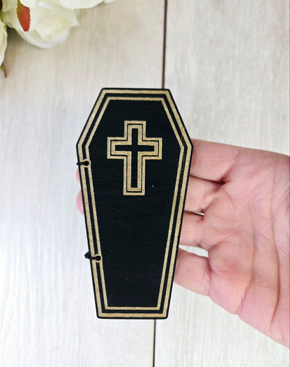 Coffin Save the Date Magnet • Gothic Halloween Wedding Invitation • Spooky Wedding Favor • Custom Laser Cut Wood Magnet • ’Til Death Do Us Part
