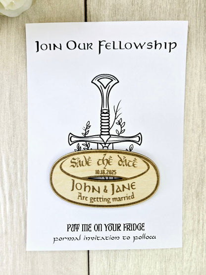 Fantasy Ring Save the Date Magnet • Nerdy Wedding Invitation • Custom Wooden Save the Date for Epic Love Quests