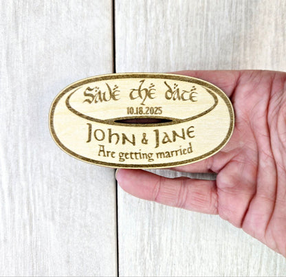 Fantasy Ring Save the Date Magnet • Nerdy Wedding Invitation • Custom Wooden Save the Date for Epic Love Quests