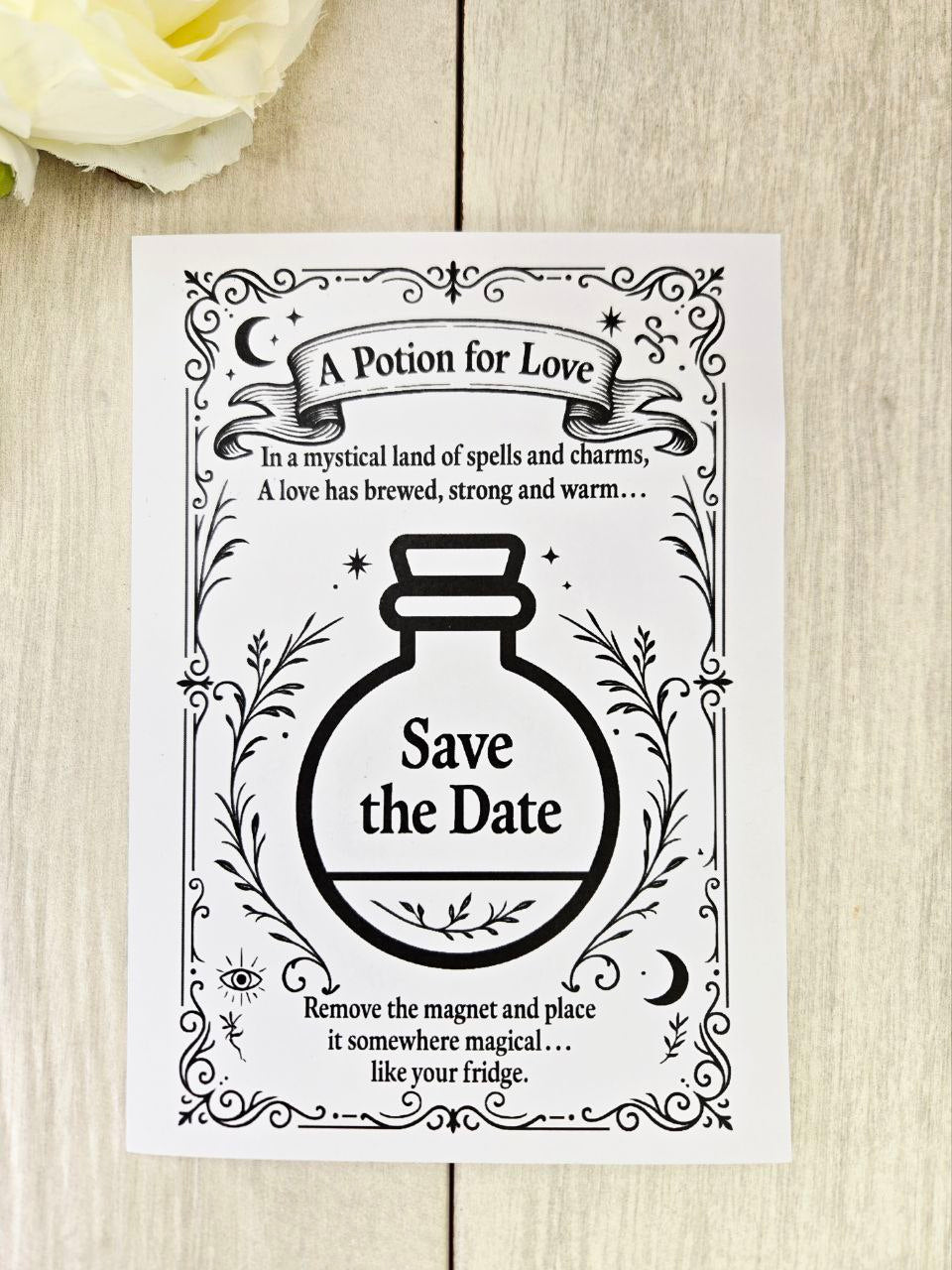 Potion Bottle Save the Date Magnet • Nerdy Wedding Invitation • Board Game Themed Custom Wood Favor