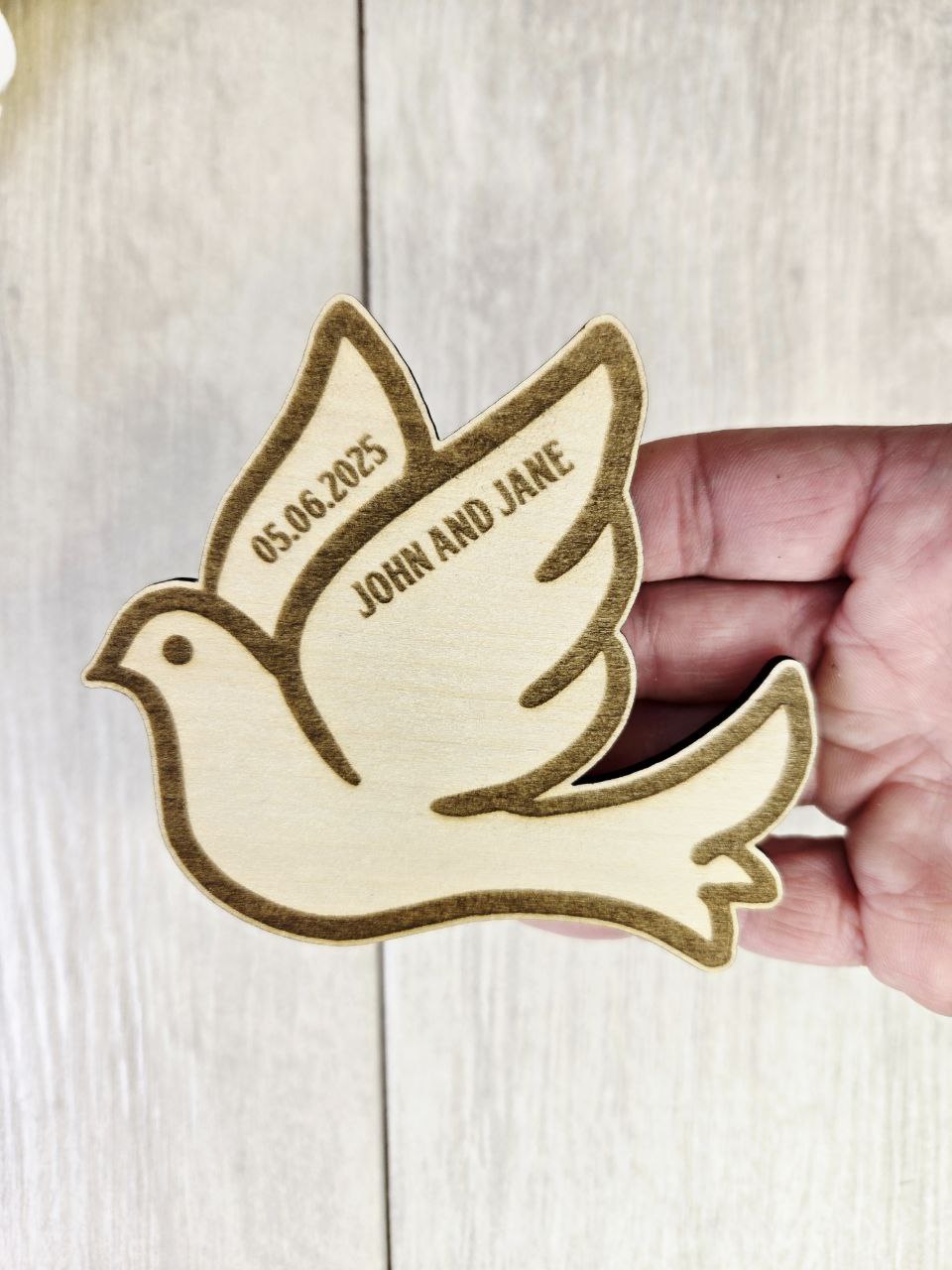 Rustic Wood Dove Save The Date Magnet: Wedding Invitation