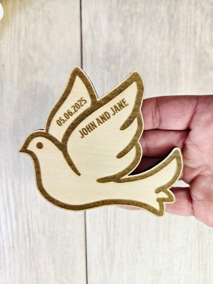 Rustic Wood Dove Save The Date Magnet: Wedding Invitation