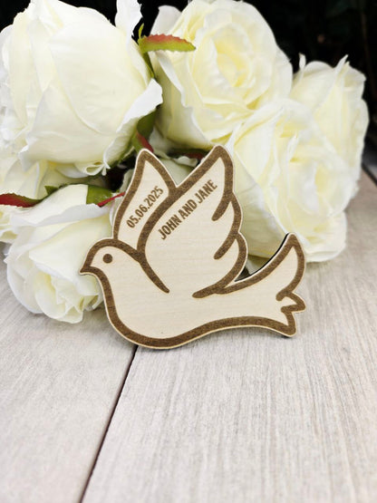 Rustic Wood Dove Save The Date Magnet: Wedding Invitation