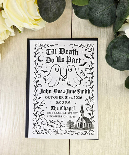Ghost Wedding Invitation • Till Death Do Us Part Paper Invite • Halloween Wedding Stationery for Spooky Couples