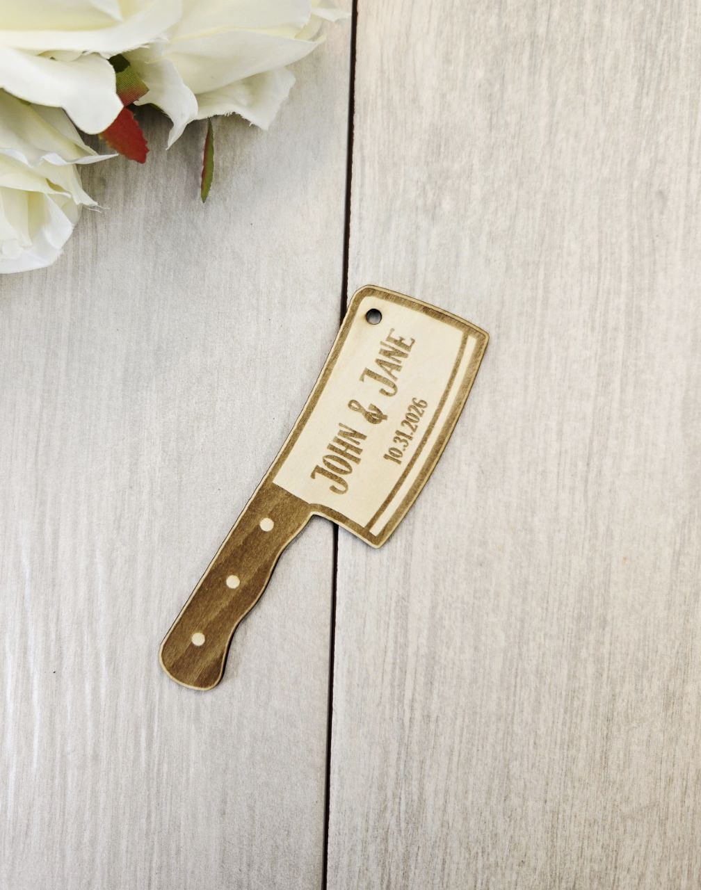 Cleaver Save the Date Magnet • Horror Wedding Invitation • Funny Halloween Wedding Favor for Guests • Serial Killer Wedding Decor Idea