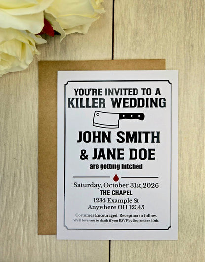 Killer Wedding Invitation • Halloween Wedding Invite • Funny Horror Wedding Card • Cleaver Theme Wedding Stationery