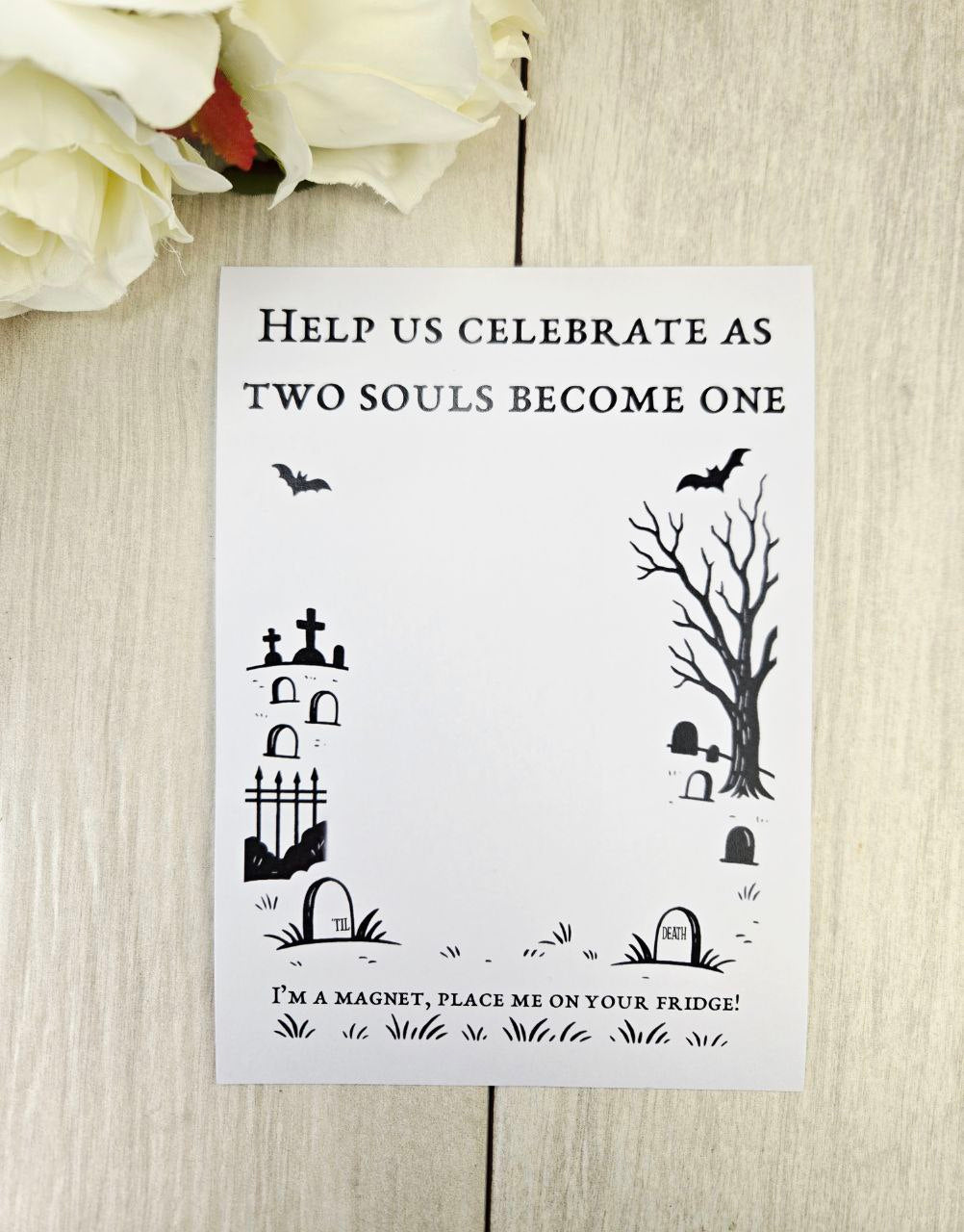 Tombstone Save the Date Magnet • Gothic Halloween Wedding Invitation • Spooky Wedding Favor • Til Death Do Us Part Magnet Invite