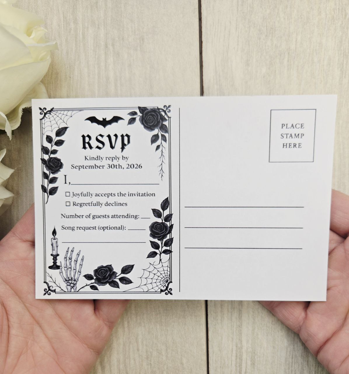 Gothic Bat Wedding Invitation • Spooky Paper Wedding Invite • Alternative Halloween Wedding Stationery