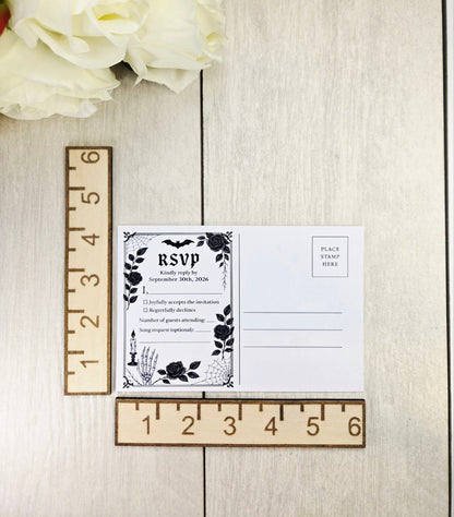 Gothic Bat Wedding Invitation • Spooky Paper Wedding Invite • Alternative Halloween Wedding Stationery