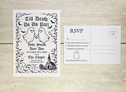 Ghost Wedding Invitation • Till Death Do Us Part Paper Invite • Halloween Wedding Stationery for Spooky Couples