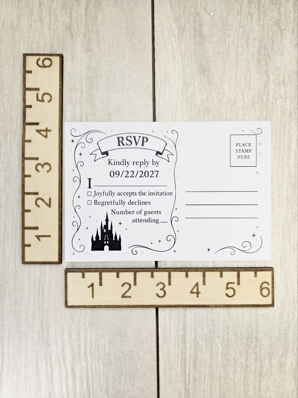 Fairytale Castle Wedding Invitation RSVP Set | Enchanted Princess Theme | Storybook Paper Invite | Customizable Wedding Stationery