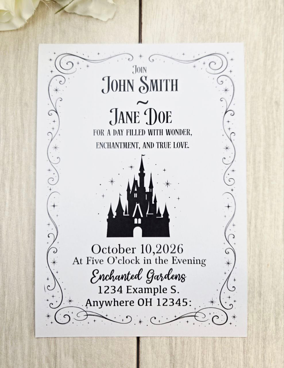 Fairytale Castle Wedding Invitation RSVP Set | Enchanted Princess Theme | Storybook Paper Invite | Customizable Wedding Stationery
