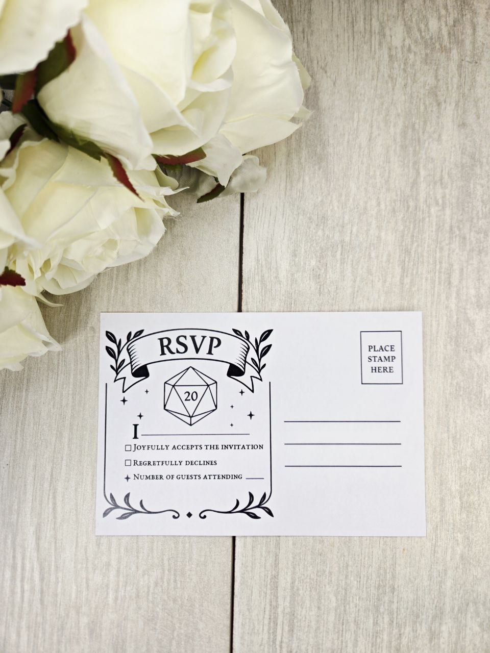 D20 Wedding Invitation RSVP Set | Tabletop RPG Theme | Dungeons Dragons Paper Invite | Gamer Geek Wedding Stationery